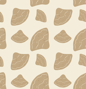 Mixed seashells seamless pattern in neutral coastal palette minimalist style