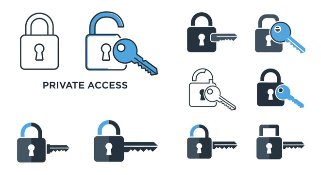 Security Icons: Padlock and Key Symbols for Access and Protection