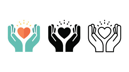 Obraz premium Two hands cupped together protecting a heart symbol representing love care and protection.