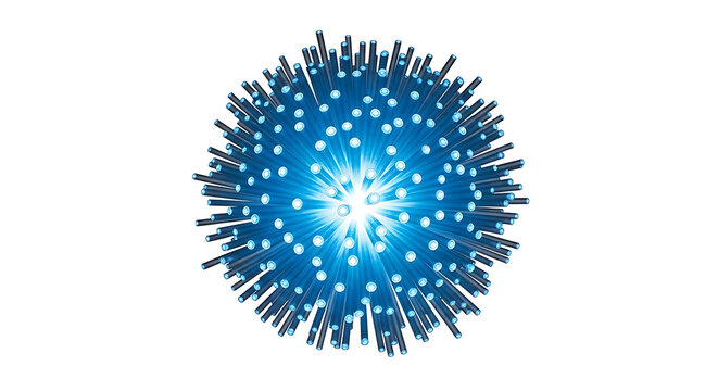 Blue glowing virus particle illustration