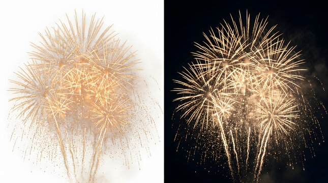 Golden Fireworks Display: A stunning display of golden fireworks bursts against the night sky, creating a spectacle of light and wonder. A mesmerizing view for celebrating events.