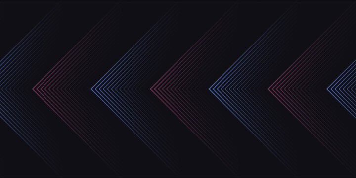Abstract dark futuristic technology banner background. Glowing pink and blue arrow lines graphic design. Modern geometric lines pattern. Suit for cover, poster, banner, brochure, presentation, website