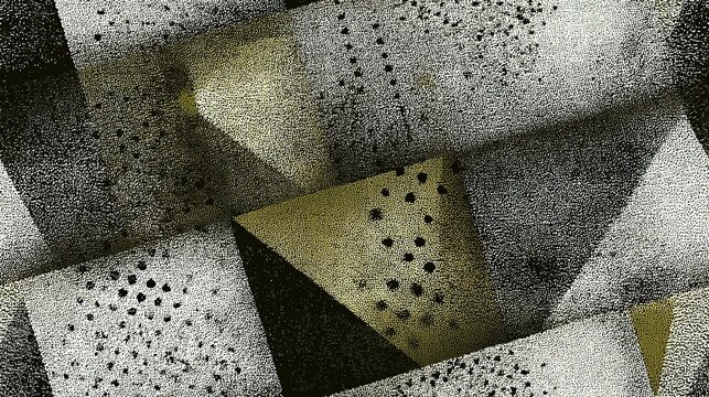 Dark olive green halftone pattern with faded geometric forms