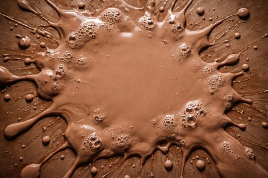 Abstract background featuring a puddle of spilled chocolate milk from above