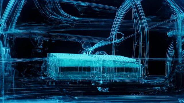 Futuristic wireframe car design visualization