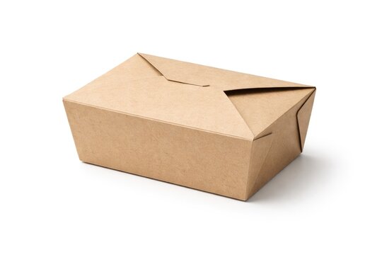 Minimalist paper food container isolated on white with clipping path