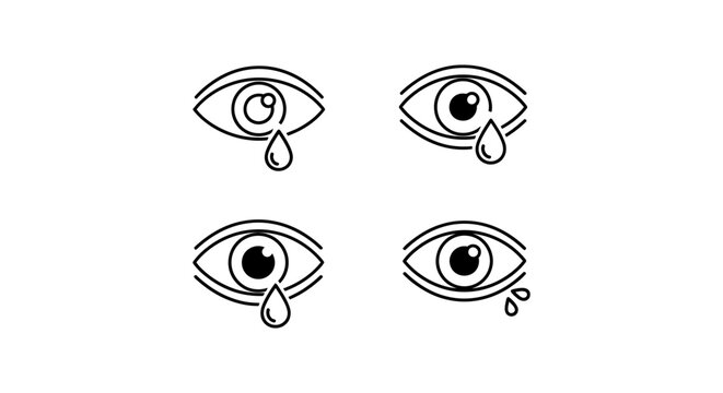 crying eye icons tear drop illustration sad emotion eye symbol graphic resource