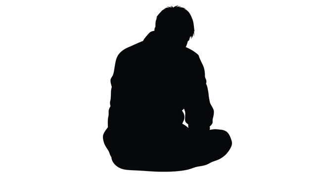 man sitting in lotus position silhouette high quality professional detailed