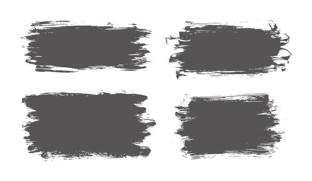 Four dark grey textured brush stroke rectangles white paint