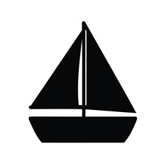 Fototapeta premium Simple black silhouette of a sailing boat on a white background