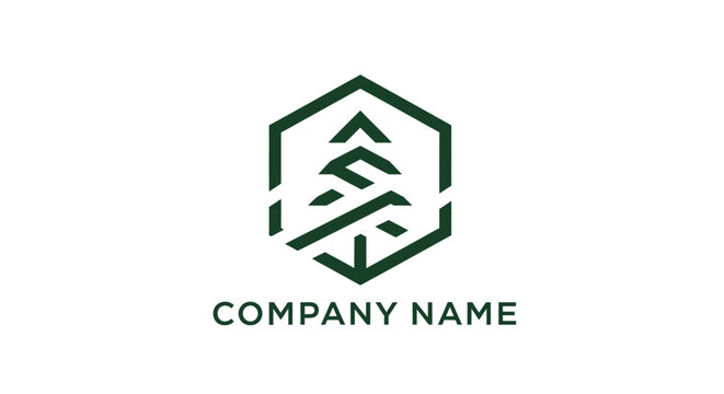Geometric Pine Tree Logo Design.