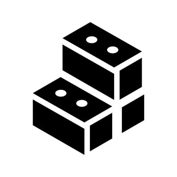 Brick wall icon. Industry and masonry filled symbol. Black and white.
