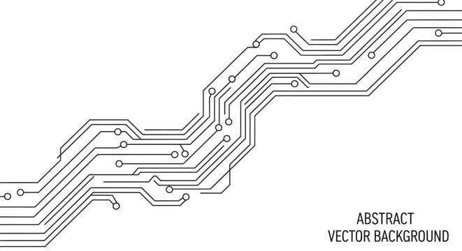 Abstract circuit board pattern, digital technology, futuristic lines, white background