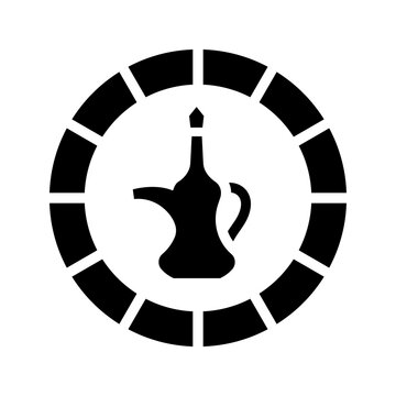 Dirham coin icon. Business and currency filled symbol. Black and white.