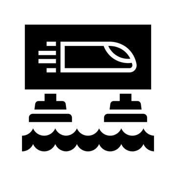 Hyperloop transport icon. Industry and transportation filled symbol. Black and white.