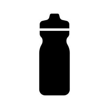 Sports water bottle icon. Sports and cycling accessory filled symbol. Black and white.