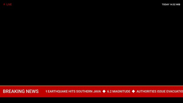 Breaking News Lower Third Graphic with Earthquake Alert Ticker