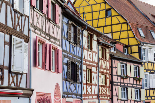 Vibrant colors of half timbered houses in Little Venice in Colmar, France