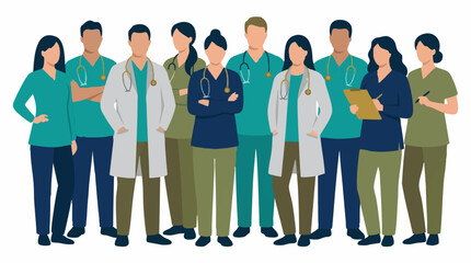 Obraz premium Diverse Team of Healthcare Professionals: Doctors, Nurses, Medical Staff
