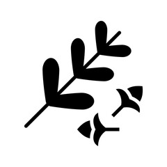 Mint leaf icon. Food and herbs filled symbol. Black and white. © M.Style
