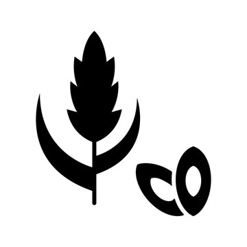 Psyllium husk icon. Food and dietary fiber filled symbol. Black and white.
