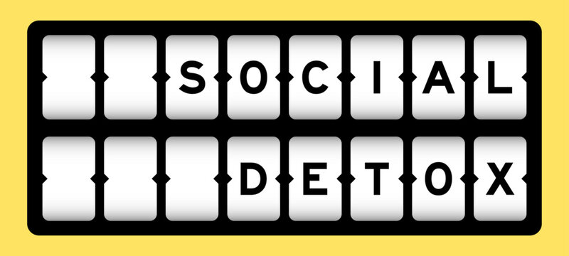 Black color in word social detox on slot banner with yellow color background
