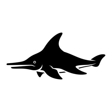 Ichthyosaurus prehistoric marine reptile silhouette icon.