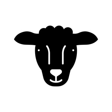 Sheep head icon. Animals and livestock filled symbol. Black and white.