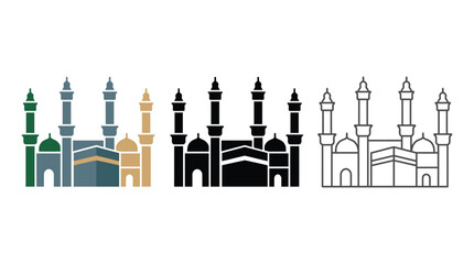 Obraz premium Mosque architecture icon featuring kaaba representing islamic culture and religious worship.