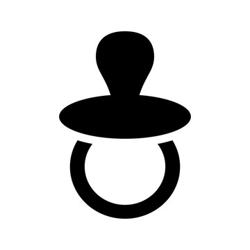 Baby pacifier icon. Family and baby products filled symbol. Black and white.