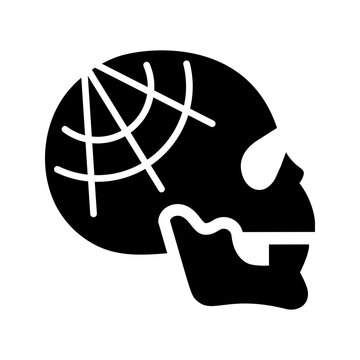 Calaca skull icon. Culture and holiday filled symbol. Black and white.