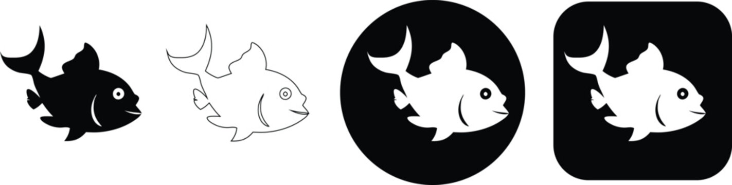 Cartoon fish in various styles and formats fish silhouette fish outline black and white
