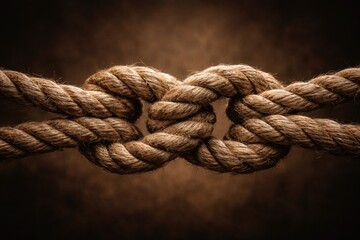 Fototapeta premium Symbolic image of two ropes tightly bound as a chain reflecting partnership strength and support