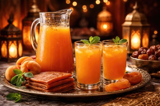 Sweet Middle Eastern apricot syrup Qamar Al Din popular during Ramadan