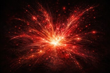 Fototapeta premium Magic red particle burst over a deep dark textured background