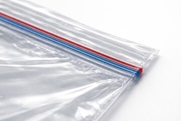 Fototapeta premium Macro shot of a plastic bag with locking mechanism on a clean backdrop