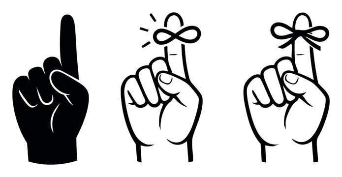 Hands with strings tied around index fingers reminding to remember something important, expressing ideas of memory and notice