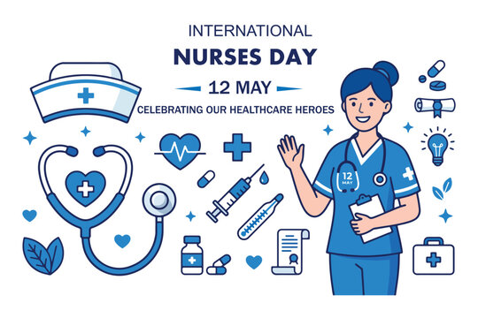 Smiling Female Nurse Character Celebrating International Nurses Day