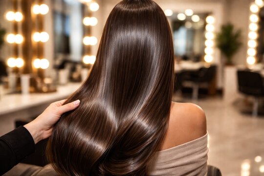 Salon atmosphere showcasing shiny sleek hair after keratin treatment procedure
