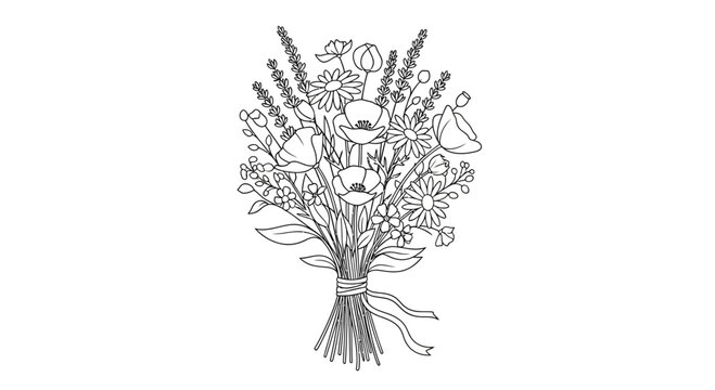 Bouquet of flowers tied together.