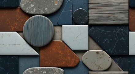Naklejka premium Geometric shapes in mosaic pattern.