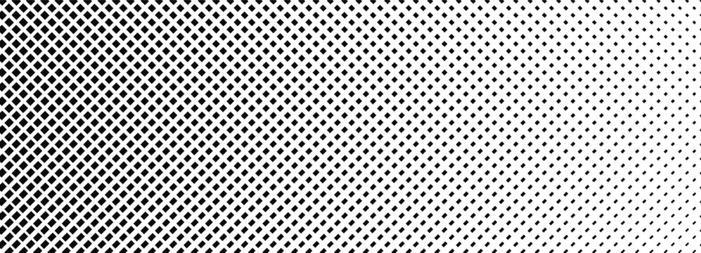 Monochrome halftone texture with a smooth diagonal dot dissolution pattern