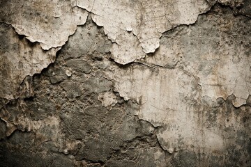 Fototapeta premium Rough cement wall with cracked and peeling paint showcasing layered textures