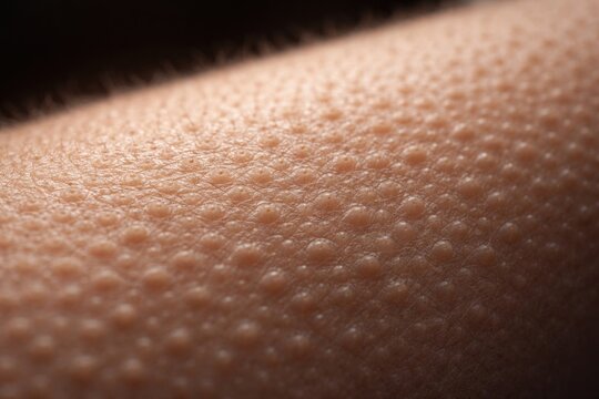 Macro photo highlighting raised goose bumps on skin surface