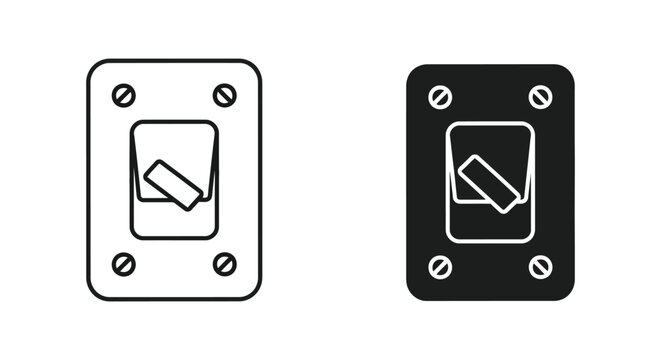 Electric light switch icon set with toggle and screw details for interior design and home improvement projects