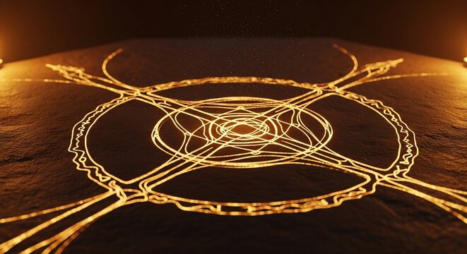 Golden Abstract Infinity Light Trails
