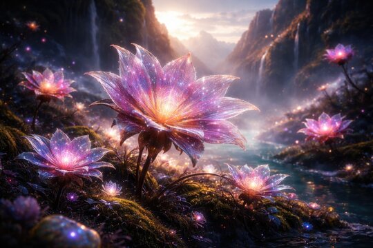 Unique celestial blossoms emerging in an uncharted world