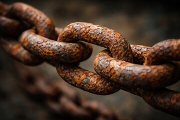 Fototapeta premium Aged oxidized chain segments linked continuously