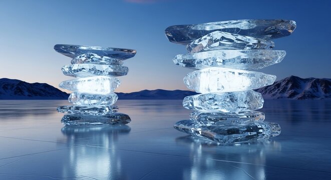 Ice Stack Balance On Water
