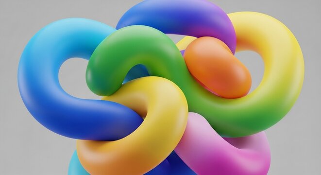 Colorful Abstract 3D Shapes Composition